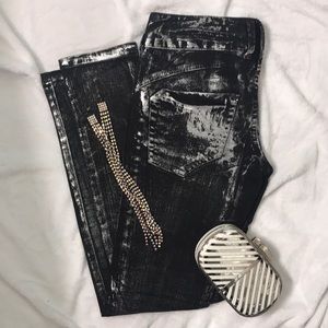 Metallic bebe denim